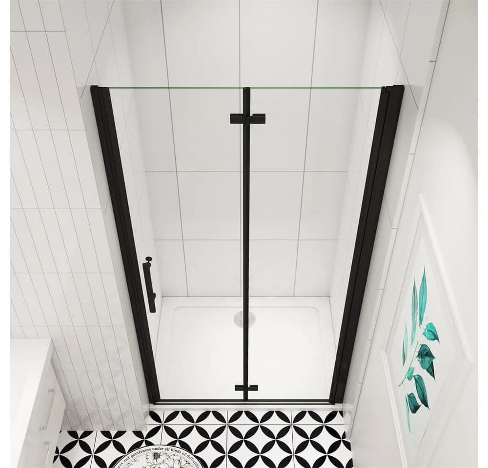 duschspa Dusch-Falttür 185cm ESG Glas Schwarz Aluminium - Bild 5