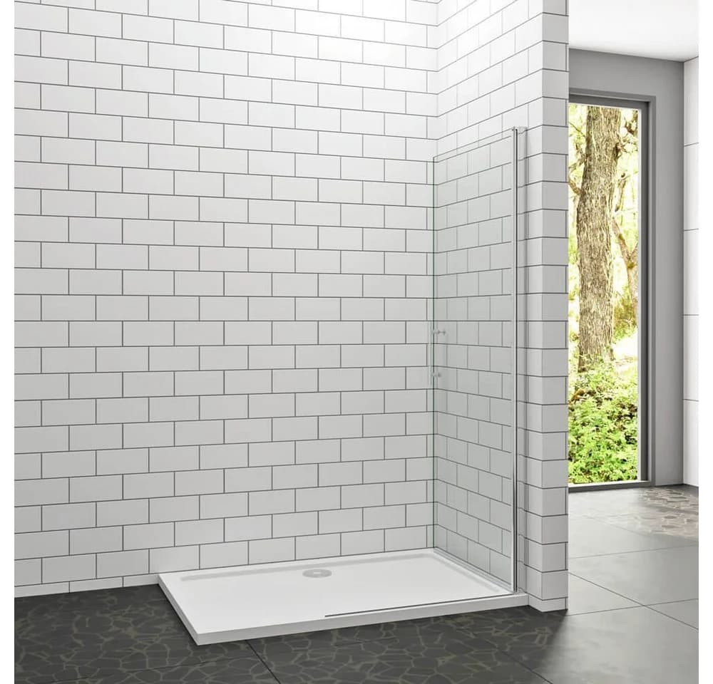 duschspa Duschwand 180cm ESG Drehwand Glaswand Nano Glas Silber Transparent