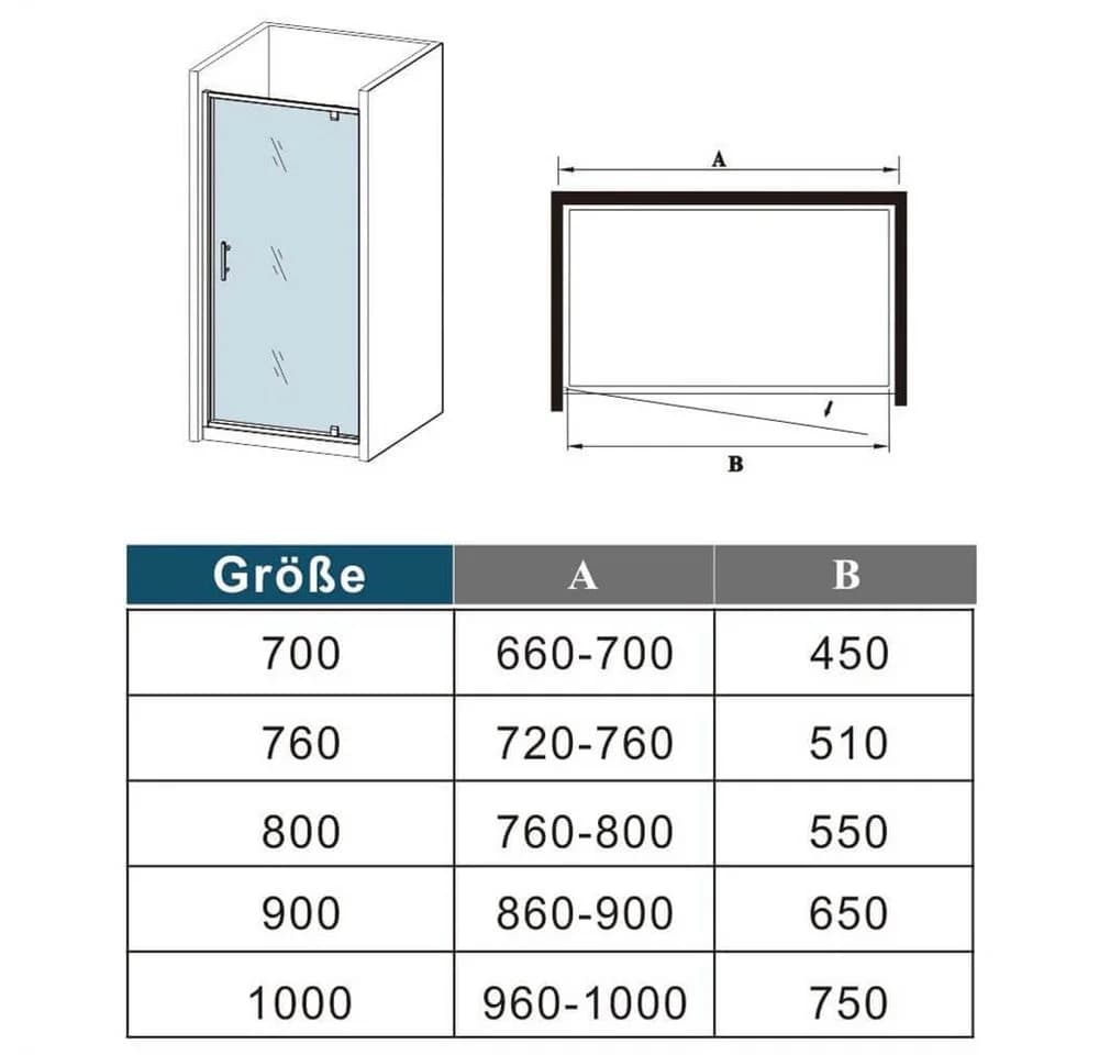 duschspa Dusch-Drehtür 70-100cm ESG Glas verchromt - Bild 5