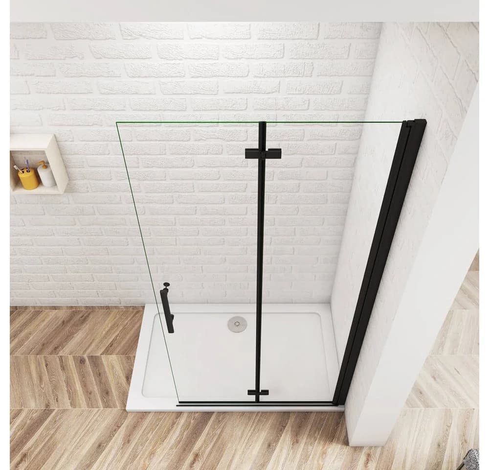 duschspa Duschwand Nano Glas Schwarz Falttüren - Bild 5