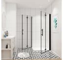 duschspa Eckdusche 185cm ESG Nano Glas Falttür Schwarz Bild 1