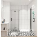 duschspa Eckdusche 185cm ESG Nano Glas Falttür Schwarz Bild 3