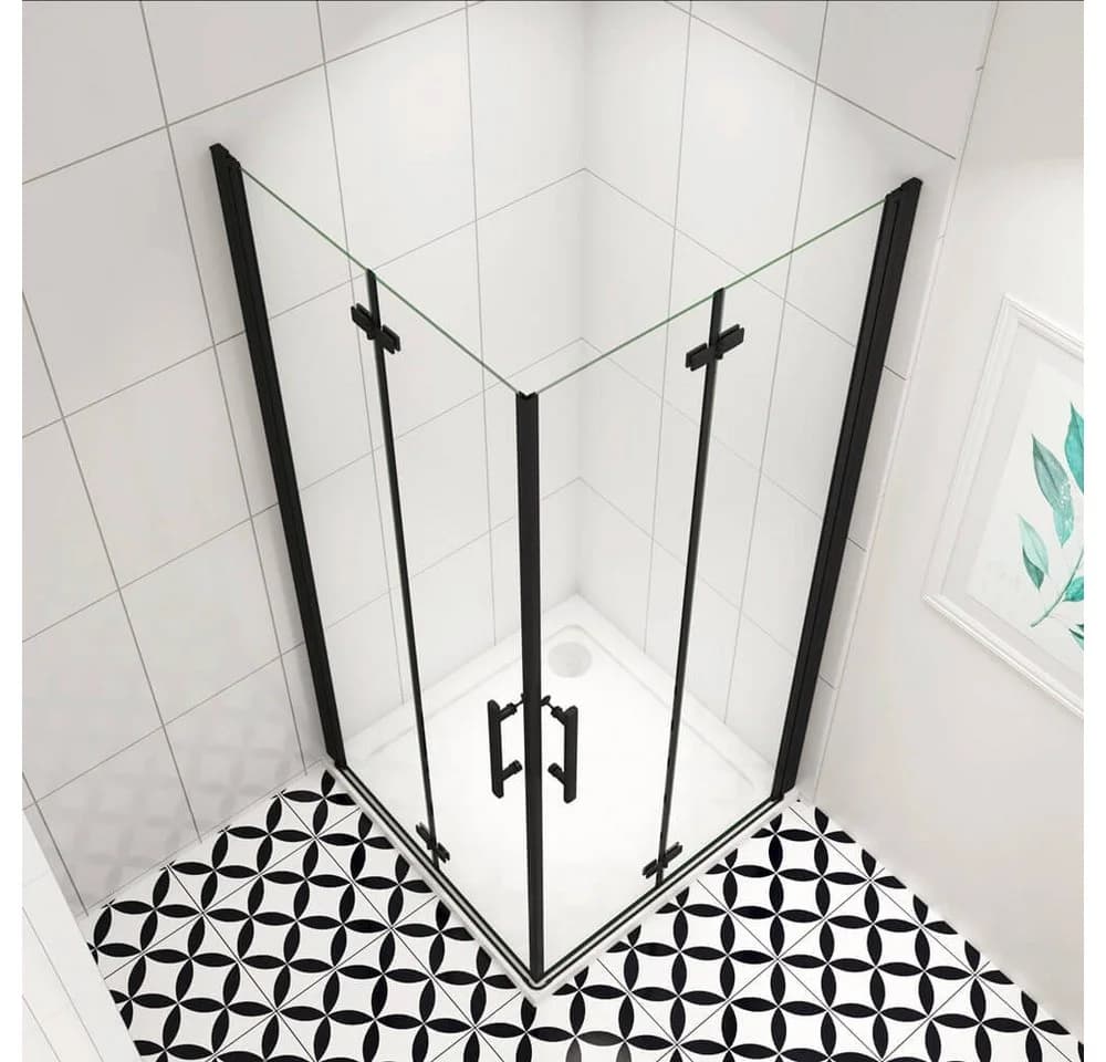 duschspa Eckdusche 185cm ESG Nano Glas Falttür Schwarz - Bild 4