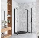 duschspa Runddusche 195cm 6mm Glas Duschabtrennung Viertelkreis Schwarz Bild 1