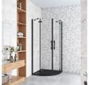 duschspa Runddusche 195cm 6mm Glas Duschabtrennung Viertelkreis Schwarz Bild 2