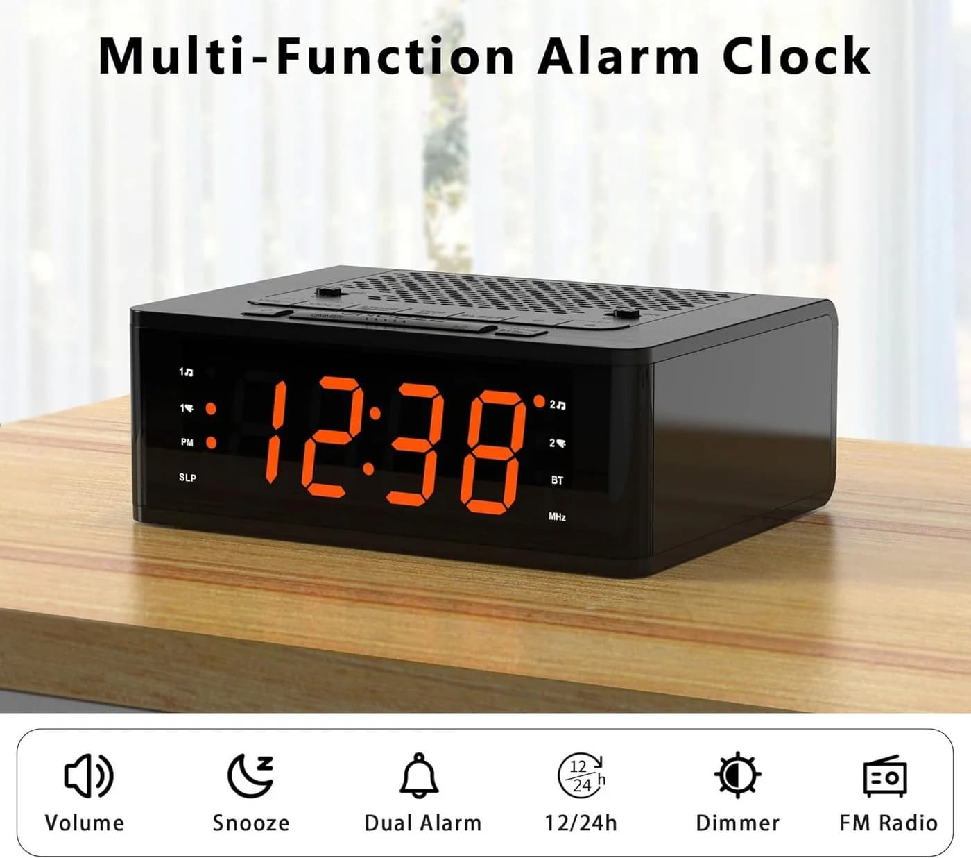 iTOMA Radiowecker Digitaler Bluetooth-Wecker mit FM-Radio, Dual-Alarm & LED-Anzeige
