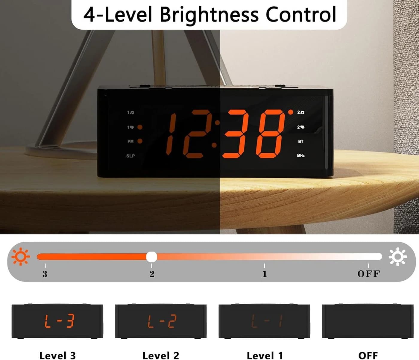 iTOMA Radiowecker Digitaler Bluetooth-Wecker mit FM-Radio, Dual-Alarm & LED-Anzeige - Bild 5