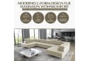 Goldstoff Wohnlandschaft "ASTON" U-Form Beige mit Schlaffunktion & Bettkasten Bild 1
