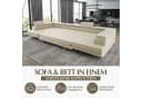 Goldstoff Wohnlandschaft "ASTON" U-Form Beige mit Schlaffunktion & Bettkasten Bild 4