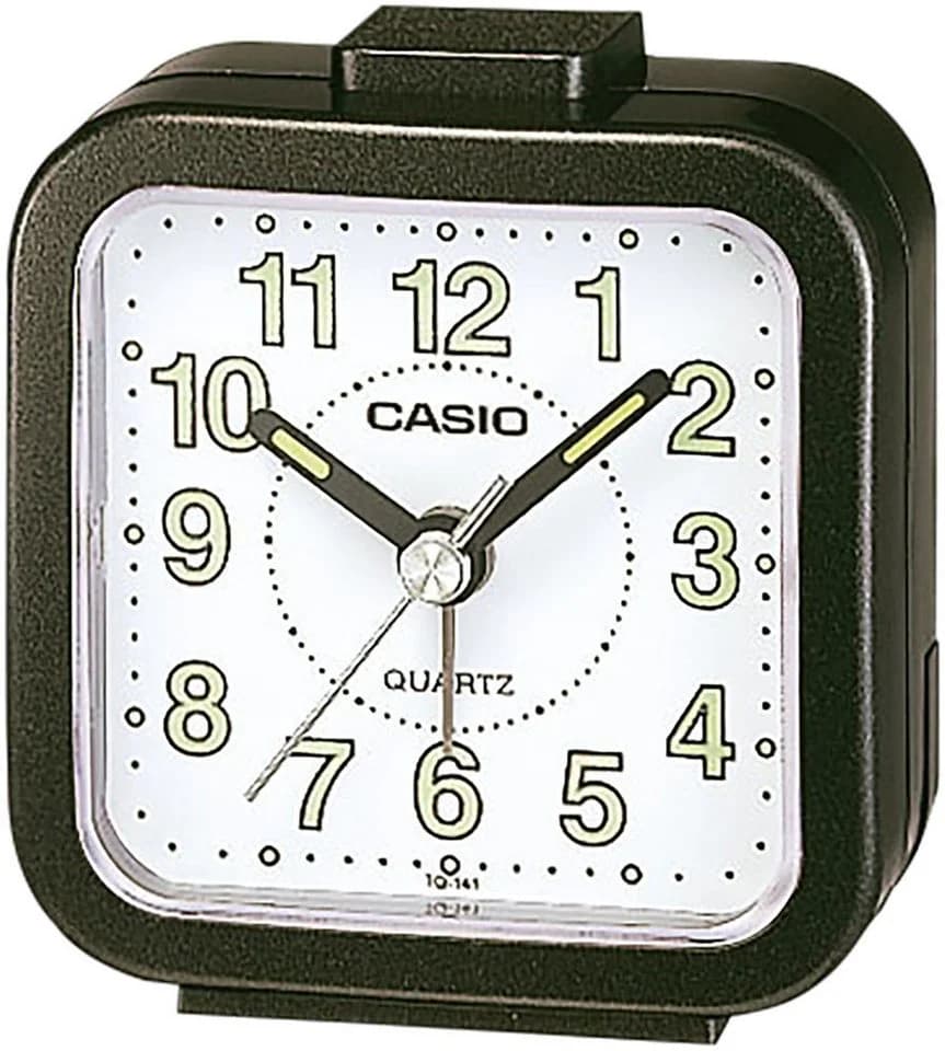 CASIO Quarzwecker Schwarz Analog Leuchtzeiger Reisewecker