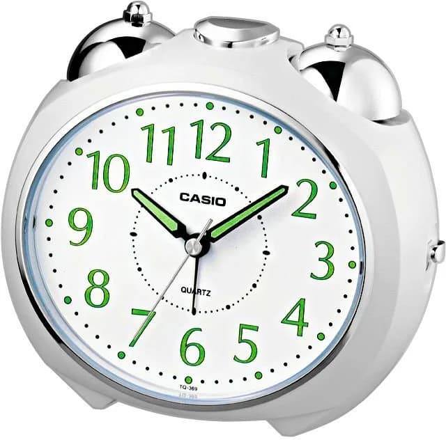 CASIO Quarzwecker TQ-369-7EF Silber Weiß Beleuchtung Schlummerfunktion