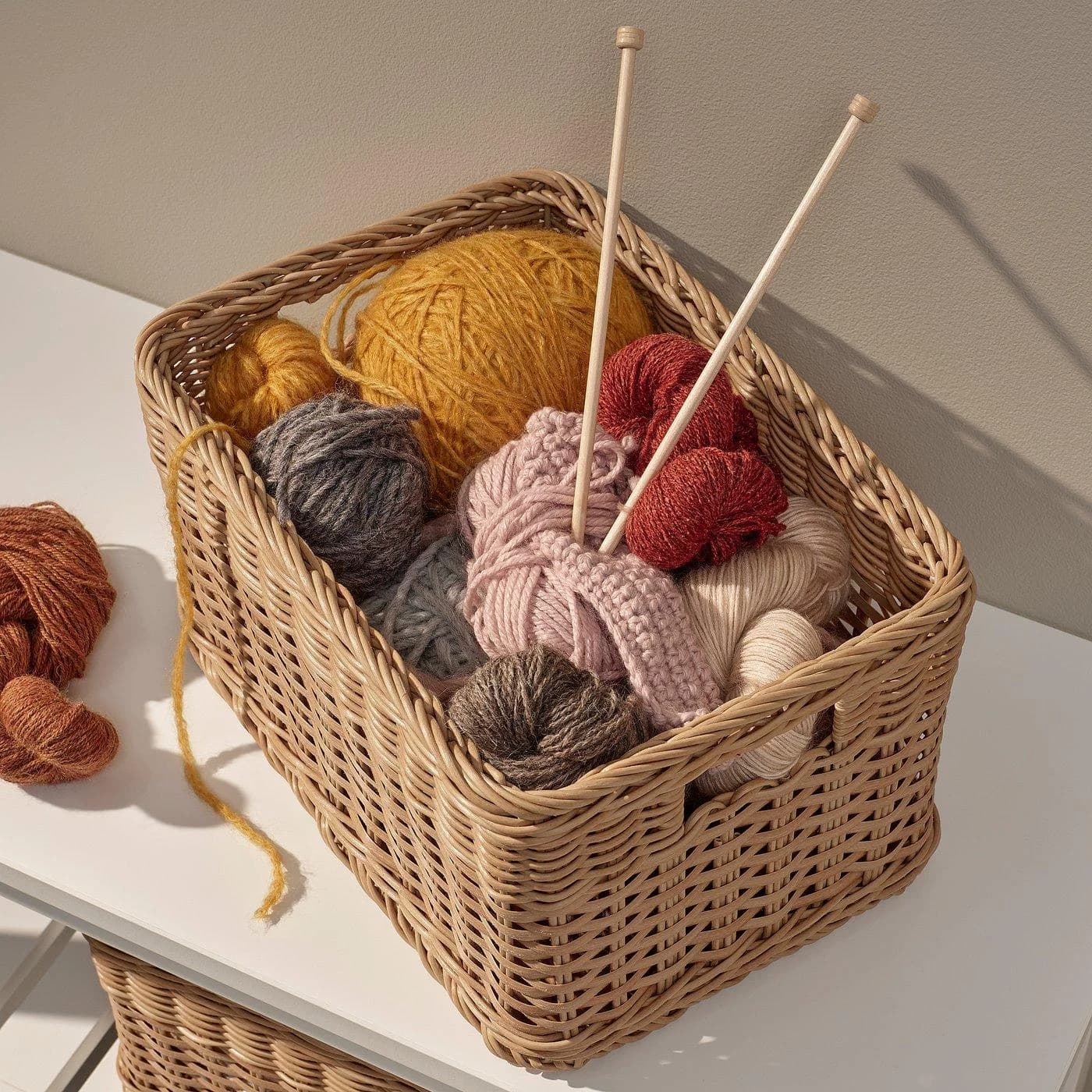 IKEA BEKNA Korb Kunstrattan Beige Handgeflochten