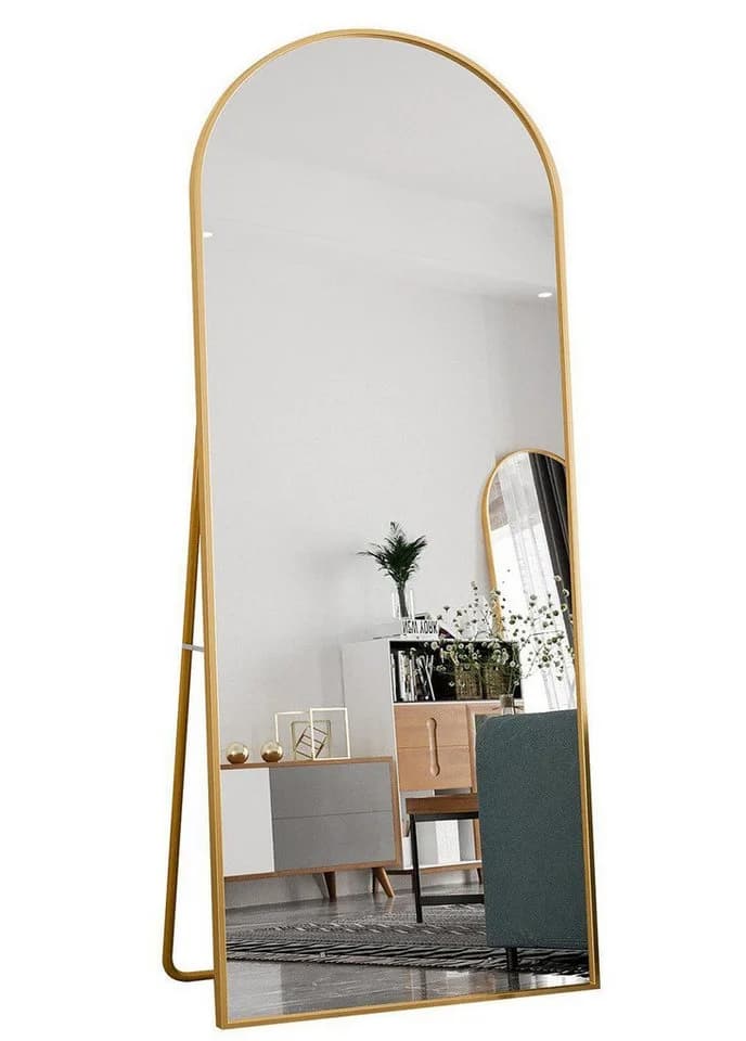 FUROKOY Ganzkörperspiegel Gold Aluminiumrahmen HD-Glas - Bild 2
