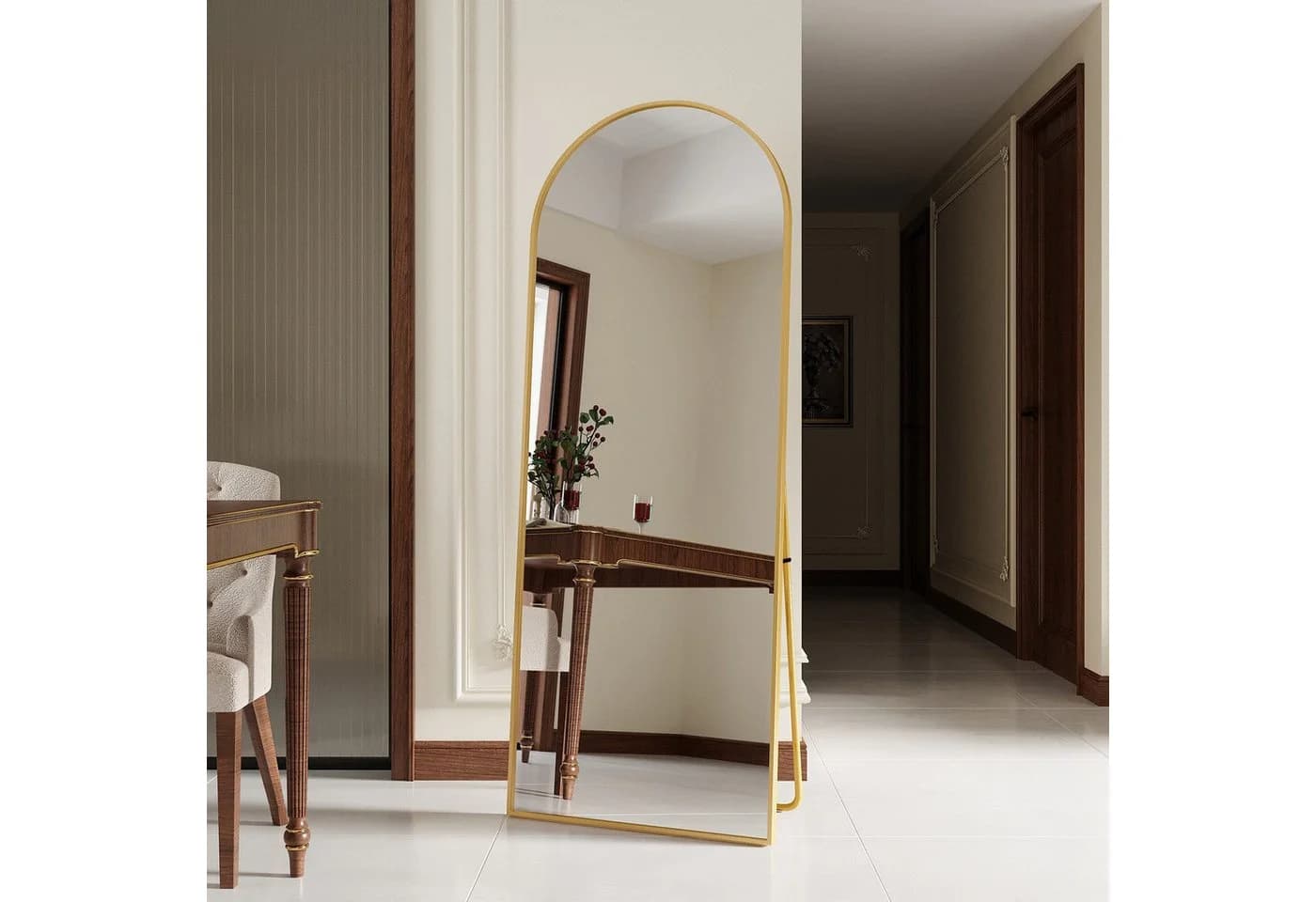 FUROKOY Ganzkörperspiegel Gold Aluminiumrahmen HD-Glas - Bild 3