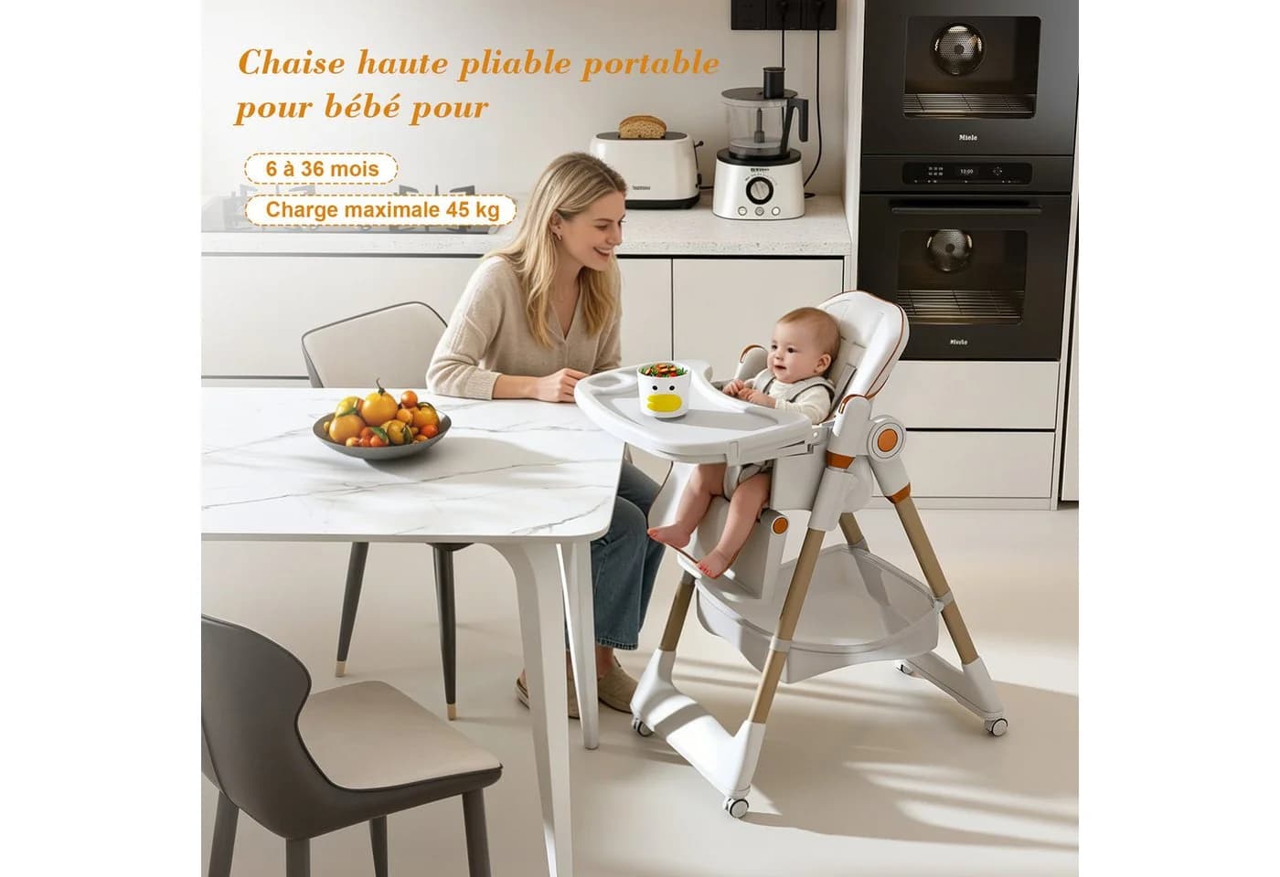 ibettertec Verstellbarer Kinderstuhl Grau mit Sicherheitsgurt und Rollen - Bild 5