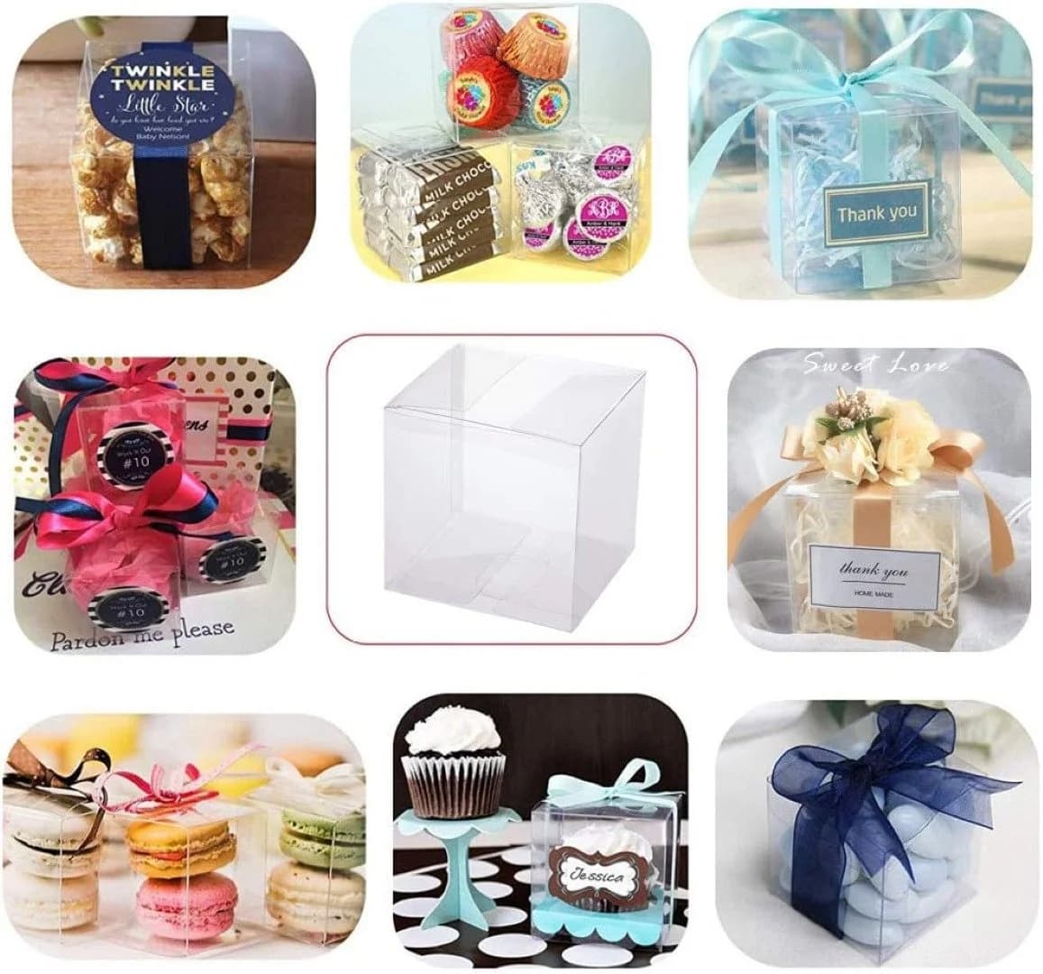 Benecreat Geschenkboxen 30er Set Transparent 9x9x9 cm Faltbar - Bild 5