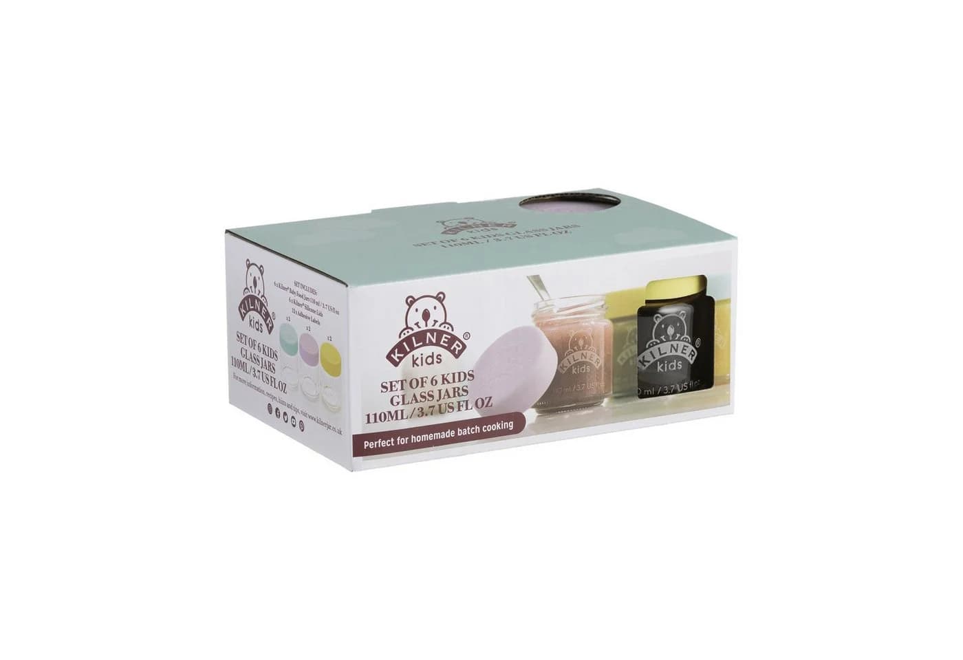 KILNER Aufbewahrungsdose Babygläser 110 ml 6er Set Bunt Glas