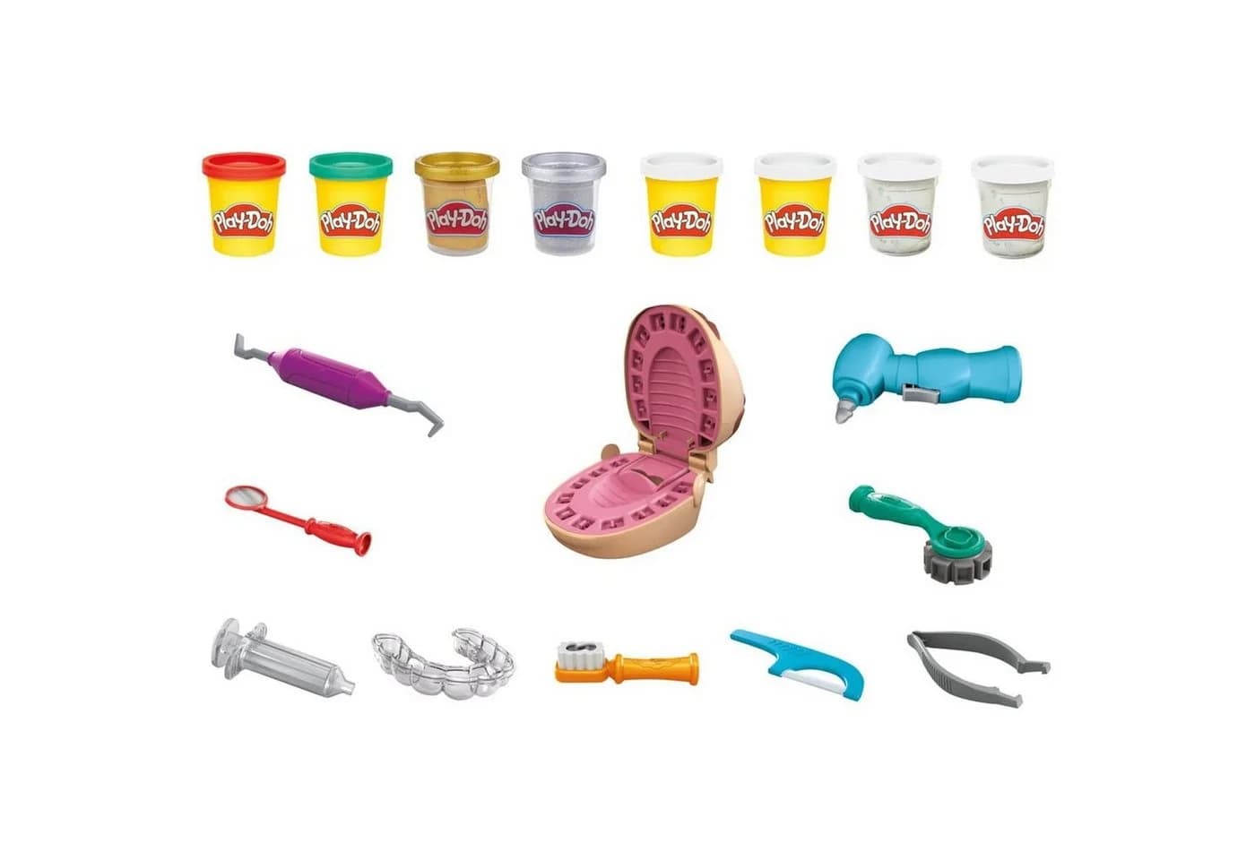 Hasbro Play-Doh Zahnarzt Dr. Wackelzahn Set mit 6 Dosen