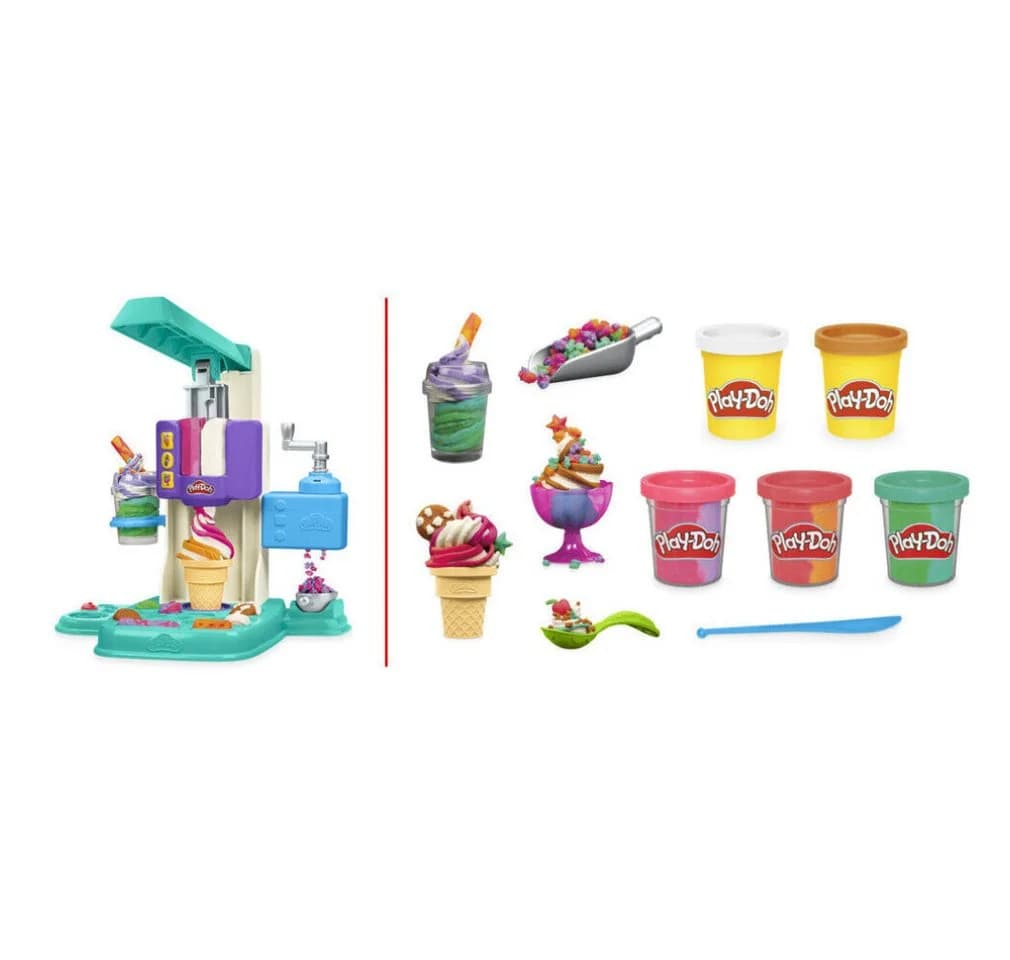 Hasbro Play-Doh Knetform-Set Bunte Regenbogen Eismaschine mit Zubehör