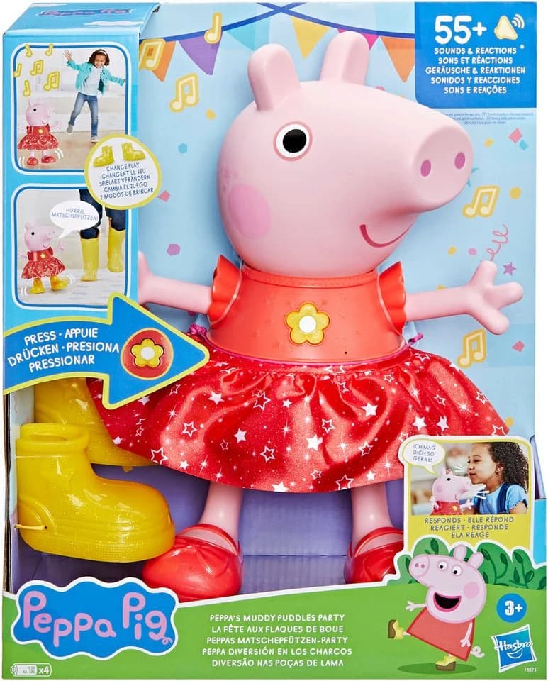 Hasbro Stehpuppe Peppa Pig Peppas Matschepfützen-Party Interaktiv Bunt