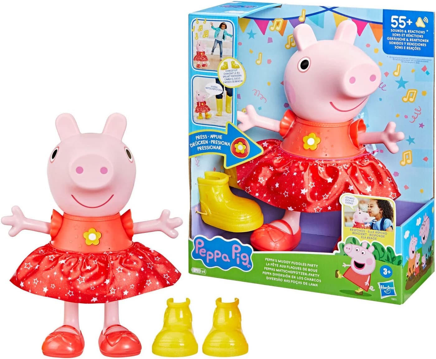 Hasbro Stehpuppe Peppa Pig Peppas Matschepfützen-Party Interaktiv Bunt - Bild 2