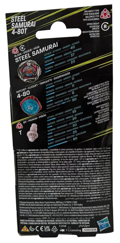 Hasbro Beyblade X Steel Samurai 4-80T Balance-Typ Rechtsdrehend