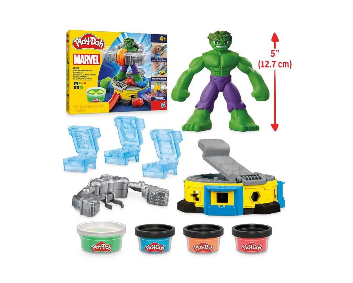 Hasbro Play-Doh Marvel Hulk Quetsch- & Schmetterspaß Set mit 4 Dosen Knete - Bild 2