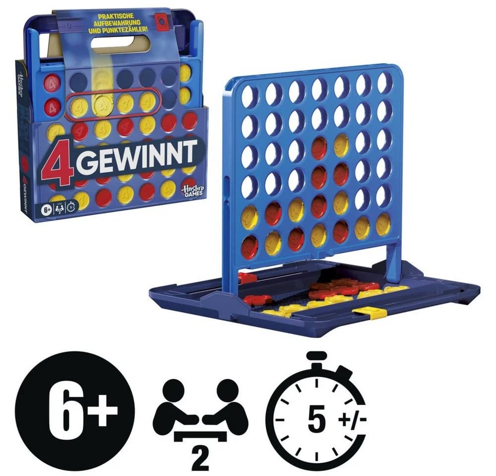Hasbro Spiel 4 Gewinn Refresh - Klassisches Strategiespiel mit Tragebox