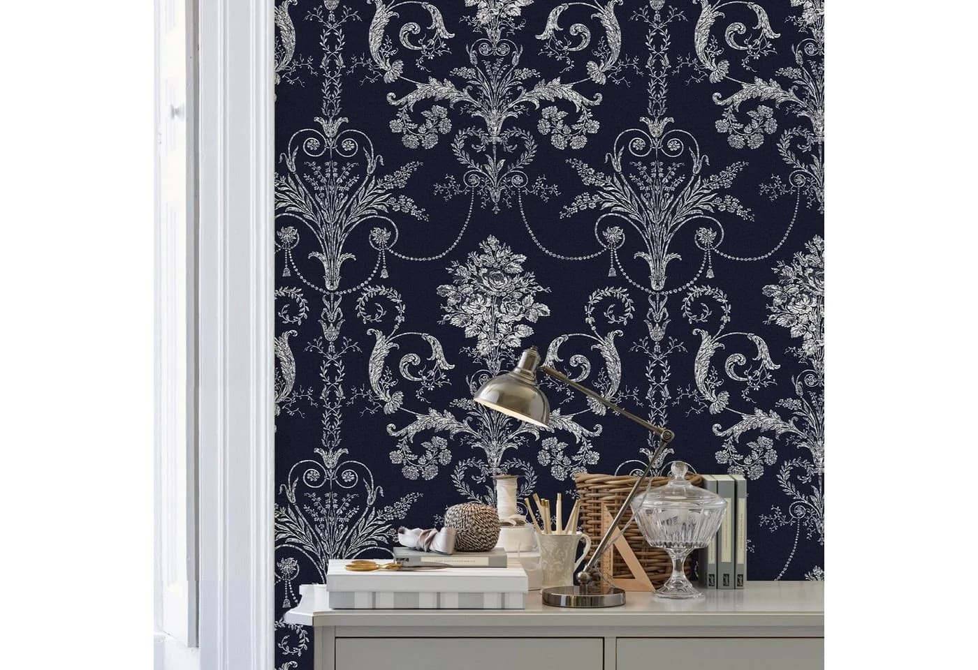 Laura Ashley Vliestapete Josette Dunkelblau Lebhaftes Muster - Bild 5
