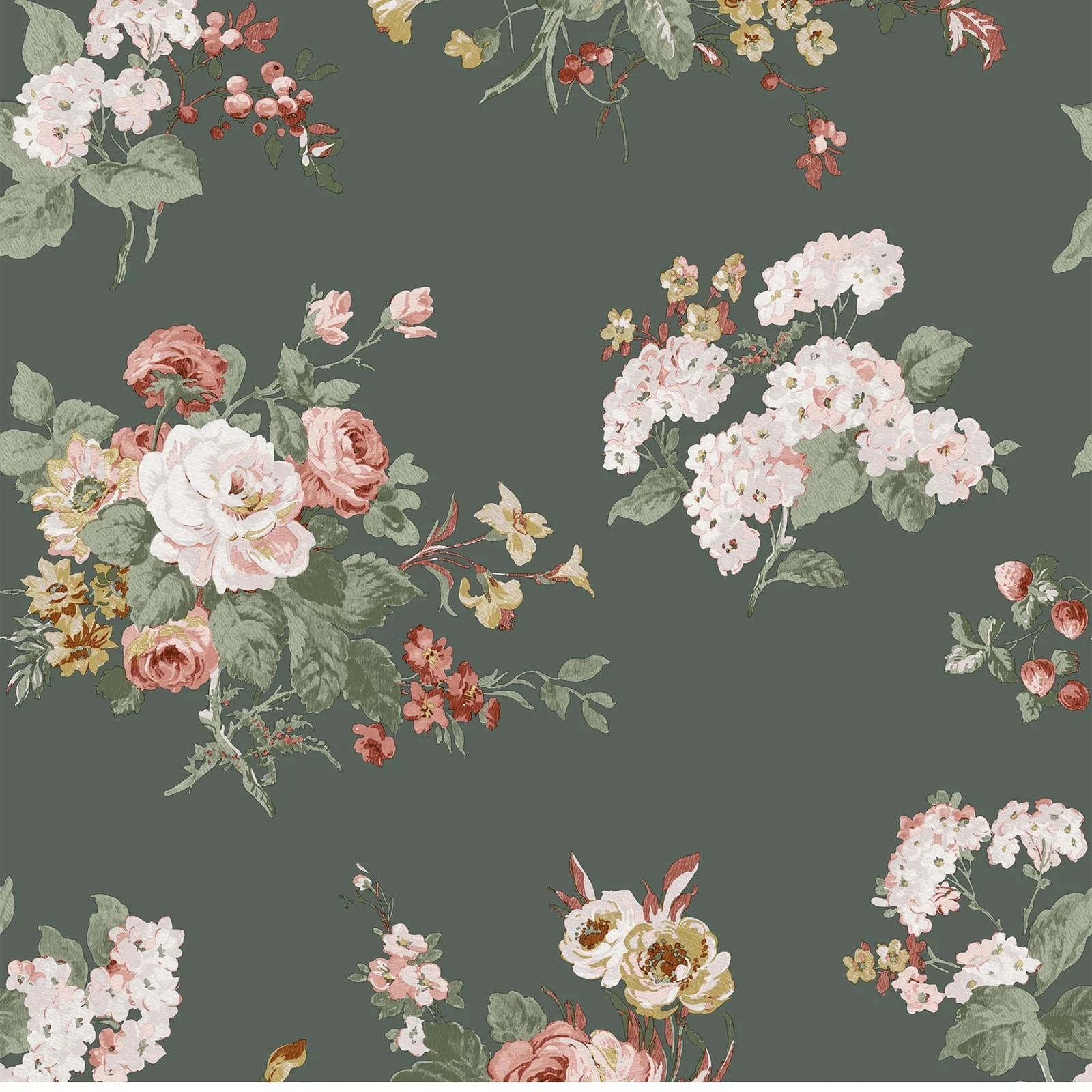 Laura Ashley Vliestapete Rosemore Fern Grün Blumenmuster