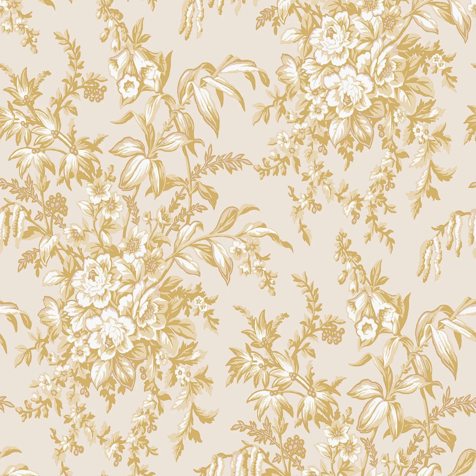Laura Ashley Vliestapete Picardie Pale Gold Blumenmuster