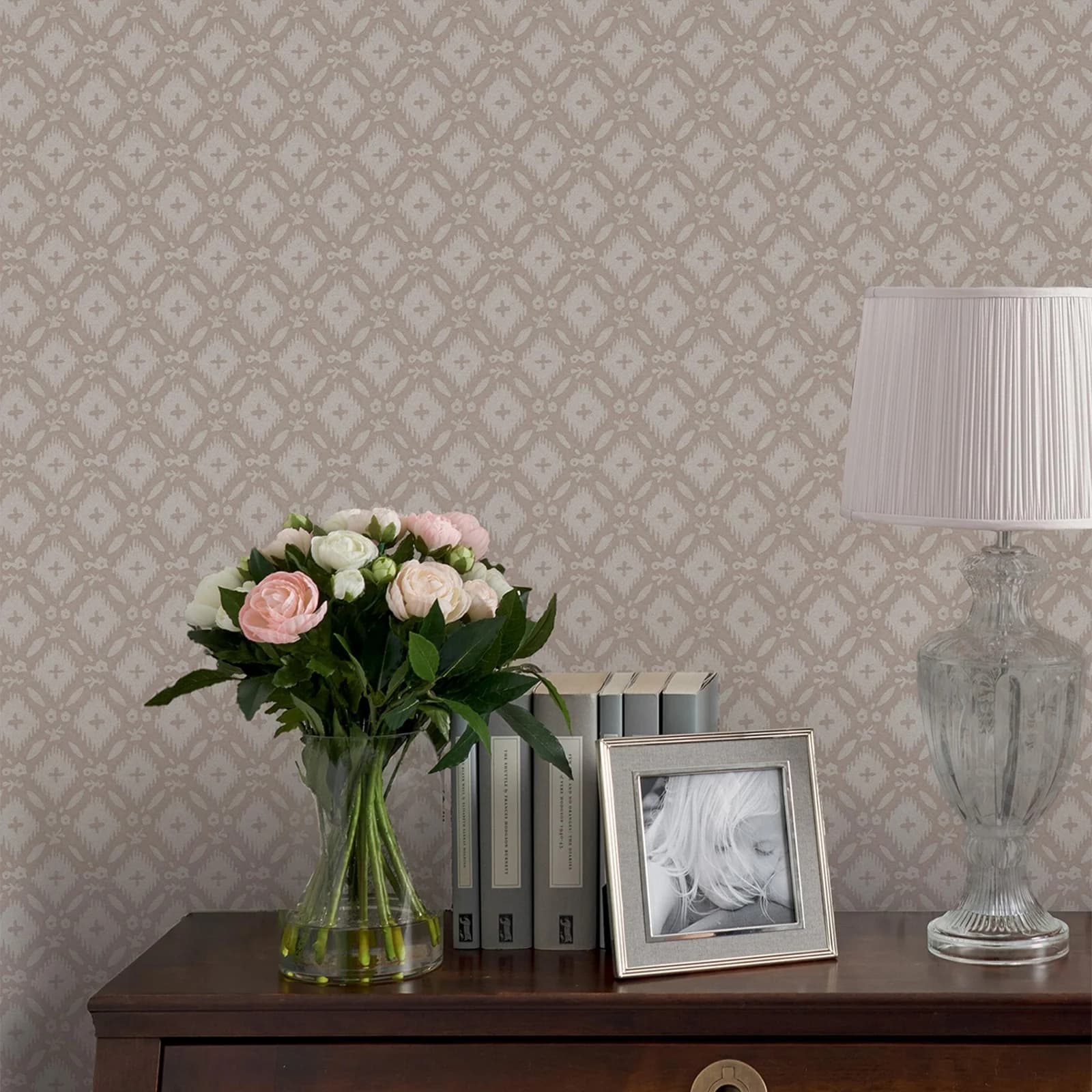 Laura Ashley Vliestapete Whitebrook Grau Geometrisches Muster