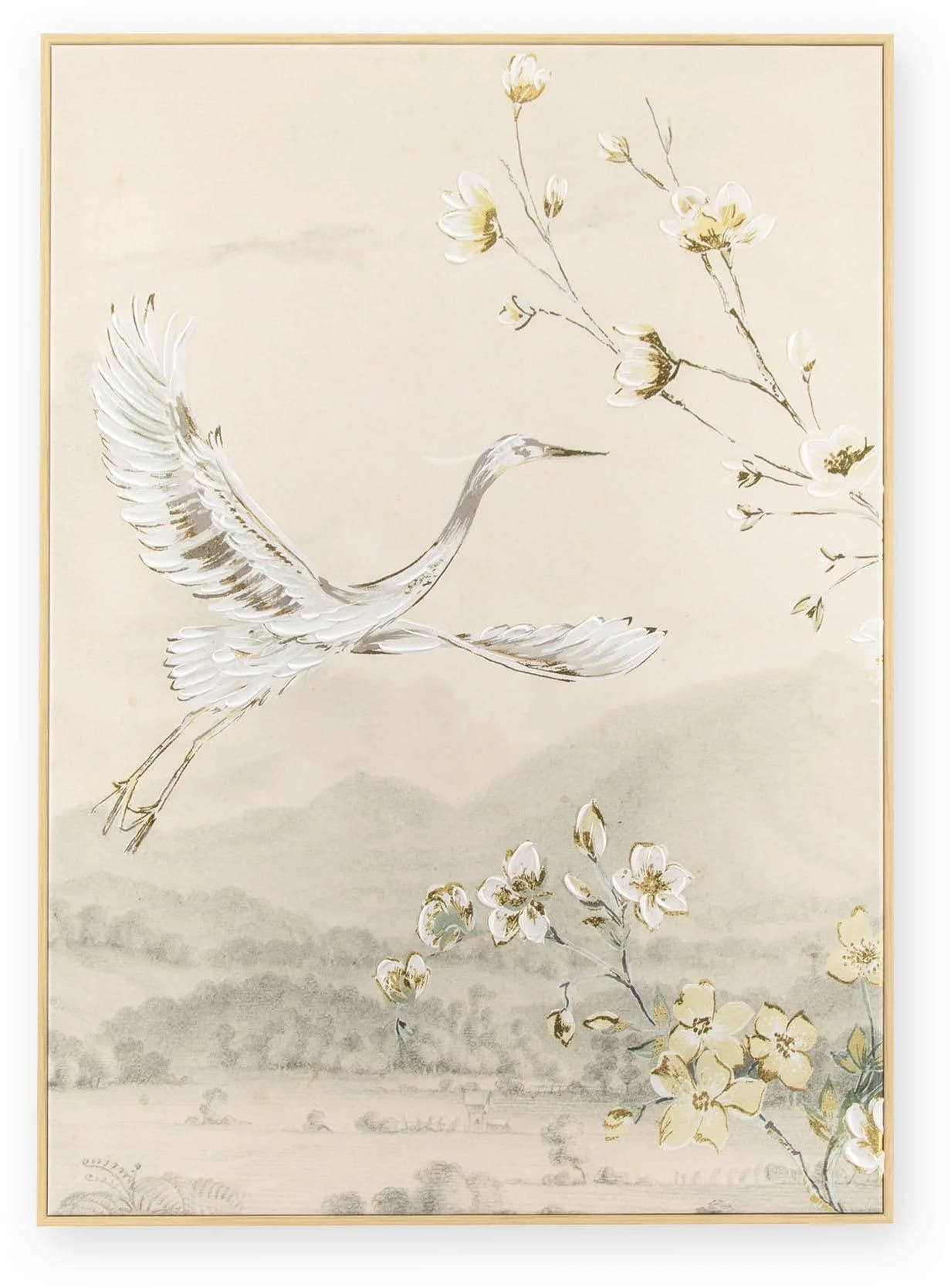 Art for the Home Leinwandbild Kran Handgemalt Gold Metallic 50x70cm