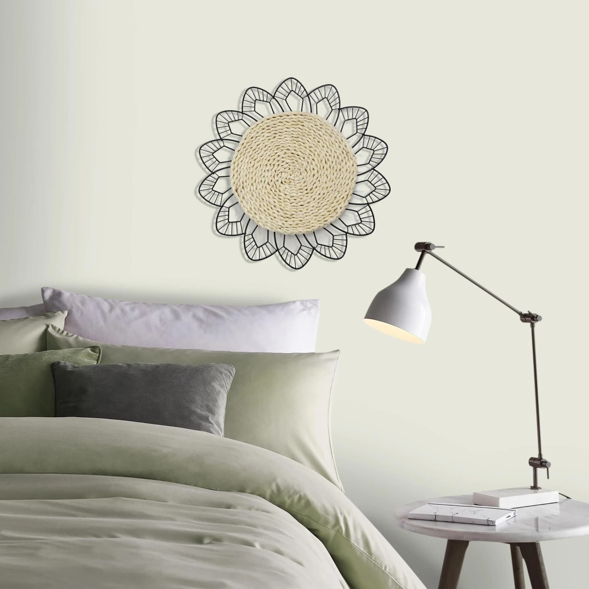 Wandbild ART FOR THE HOME Blumen Rotan Rund Schwarz