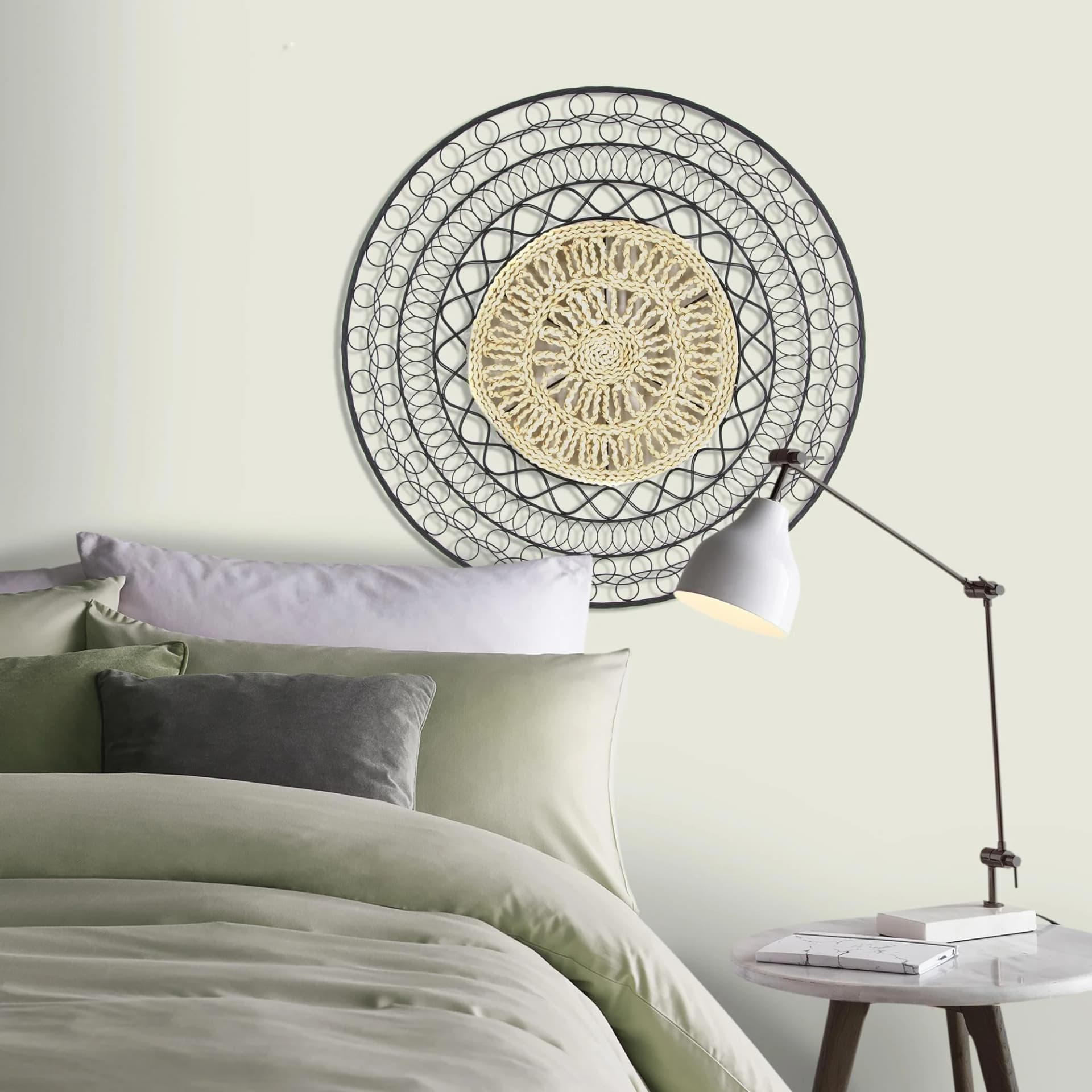 Wandbild ART FOR THE HOME Rotan Mandala Rund Schwarz