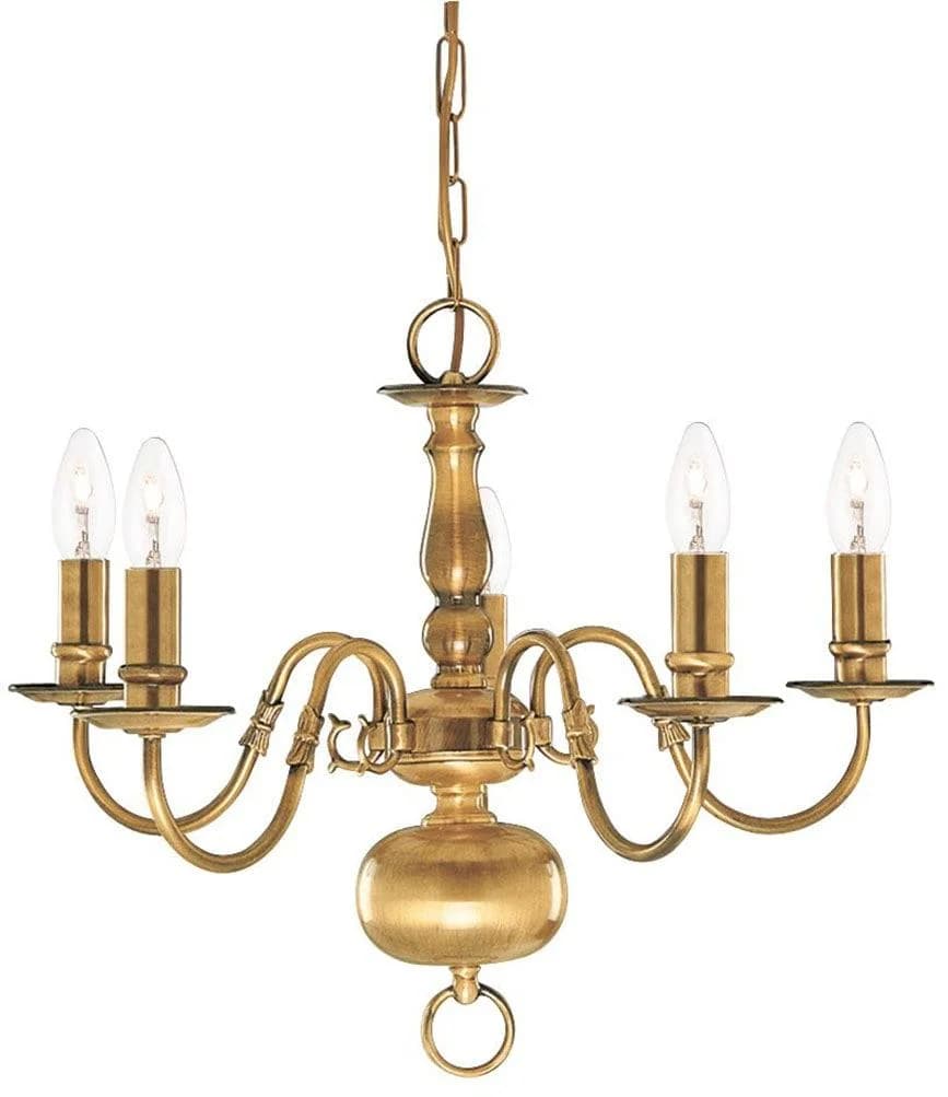Searchlight Kronleuchter Flemish 5-flammig Antikmessing