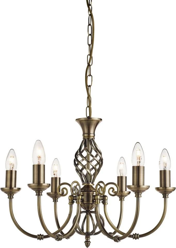 SEARCHLIGHT Kronleuchter Zanzibar 6Lt Pendant Antikmessing - Bild 2