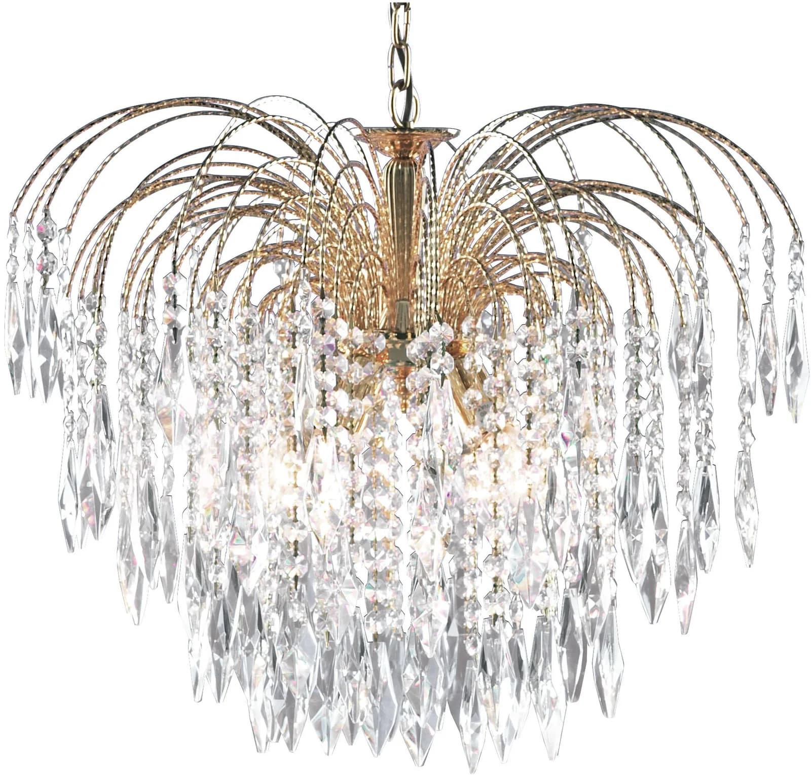 SEARCHLIGHT Kristall-Leuchte Waterfall 5-flammig Gold
