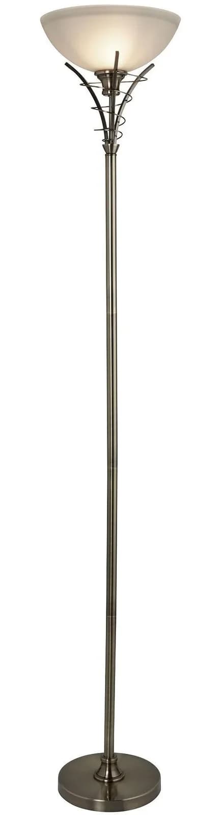 Zeitlose Stehleuchte Lineas Altmessing Opalglas
