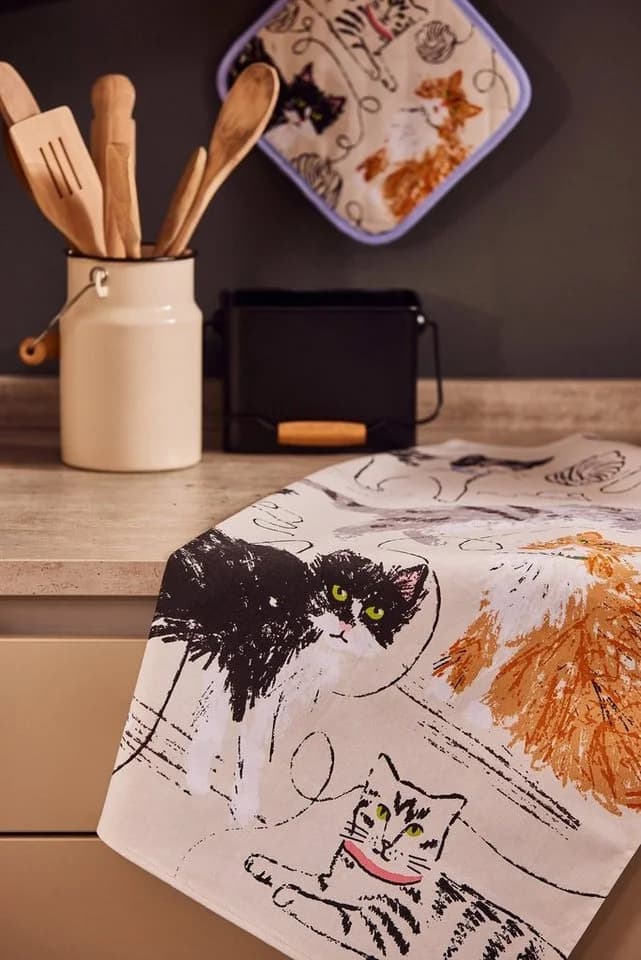 Ulster Weavers Geschirrtuch Feline Friends Grau 100% Baumwolle - Bild 3