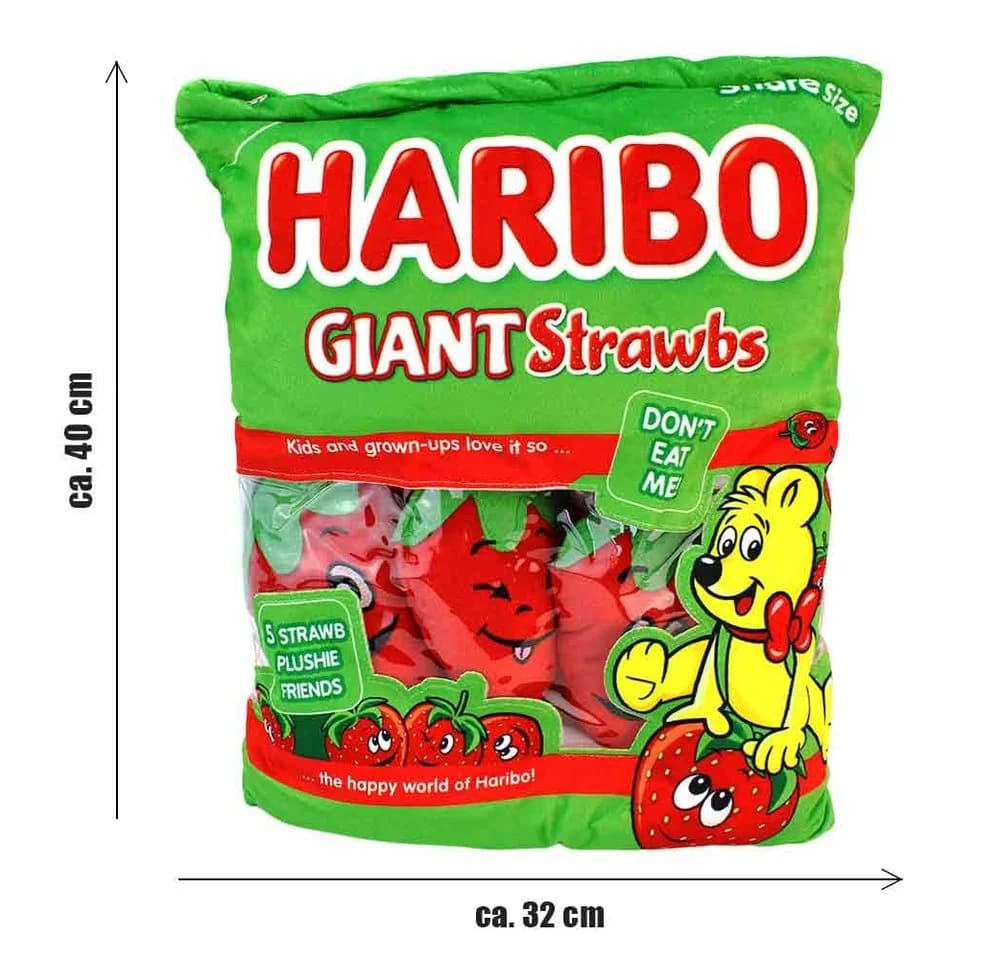 BEMIRO Haribo Tüte Plüsch XXL Erdbeer mit 5 Erdbeer-Plüschtieren - Bild 3