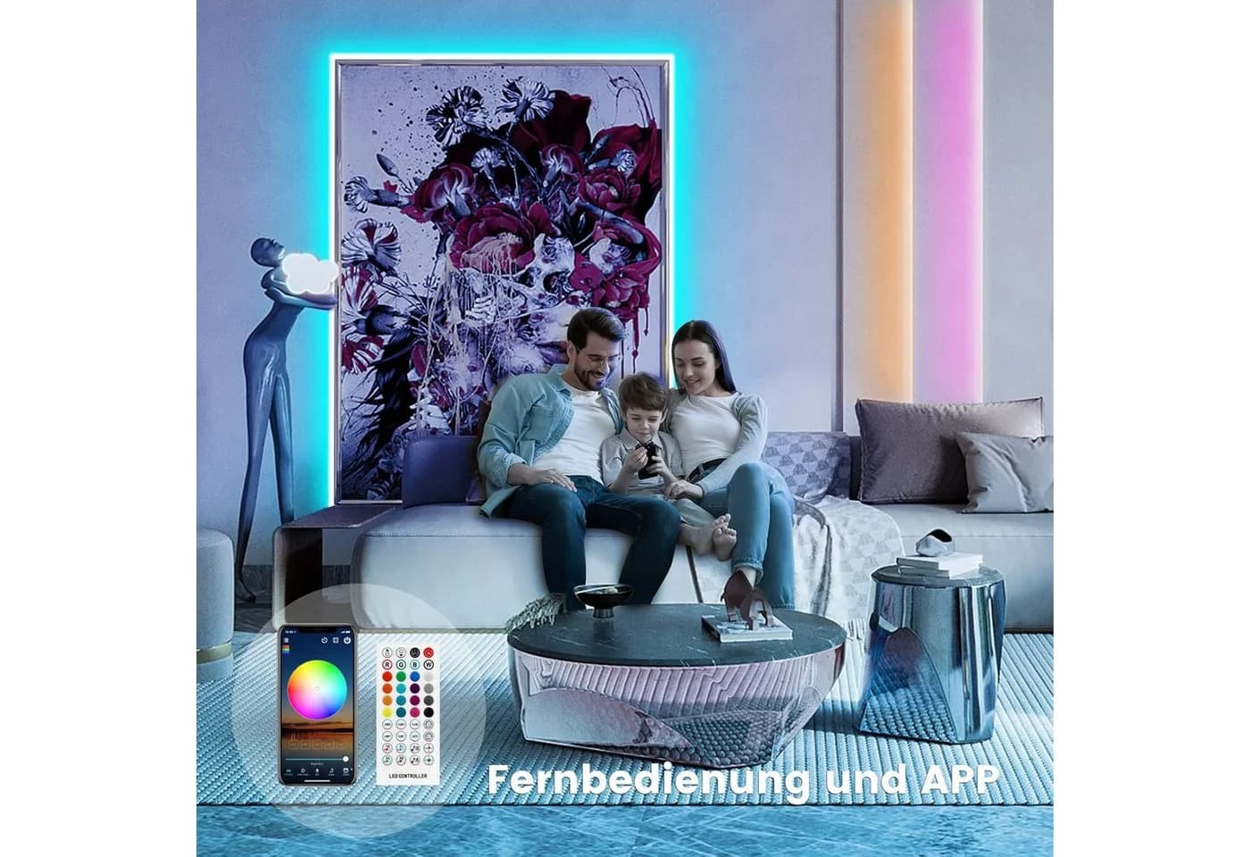 Athlix LED-Lichterkette RGB Selbstklebend mit App & Fernbedienung - Bild 3