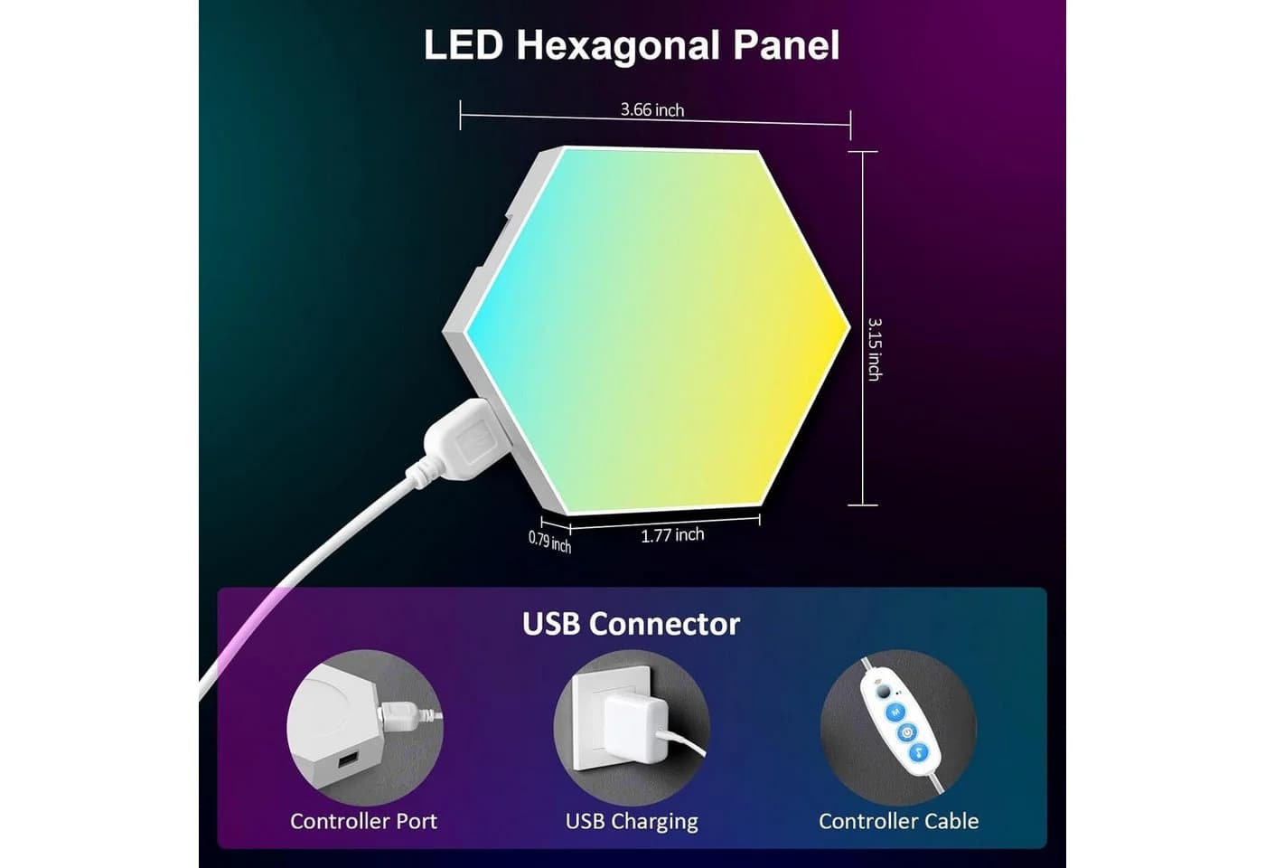 Athlix LED Wandleuchte Hexagon Panel RGB Bluetooth Musiksynchronisation - Bild 5