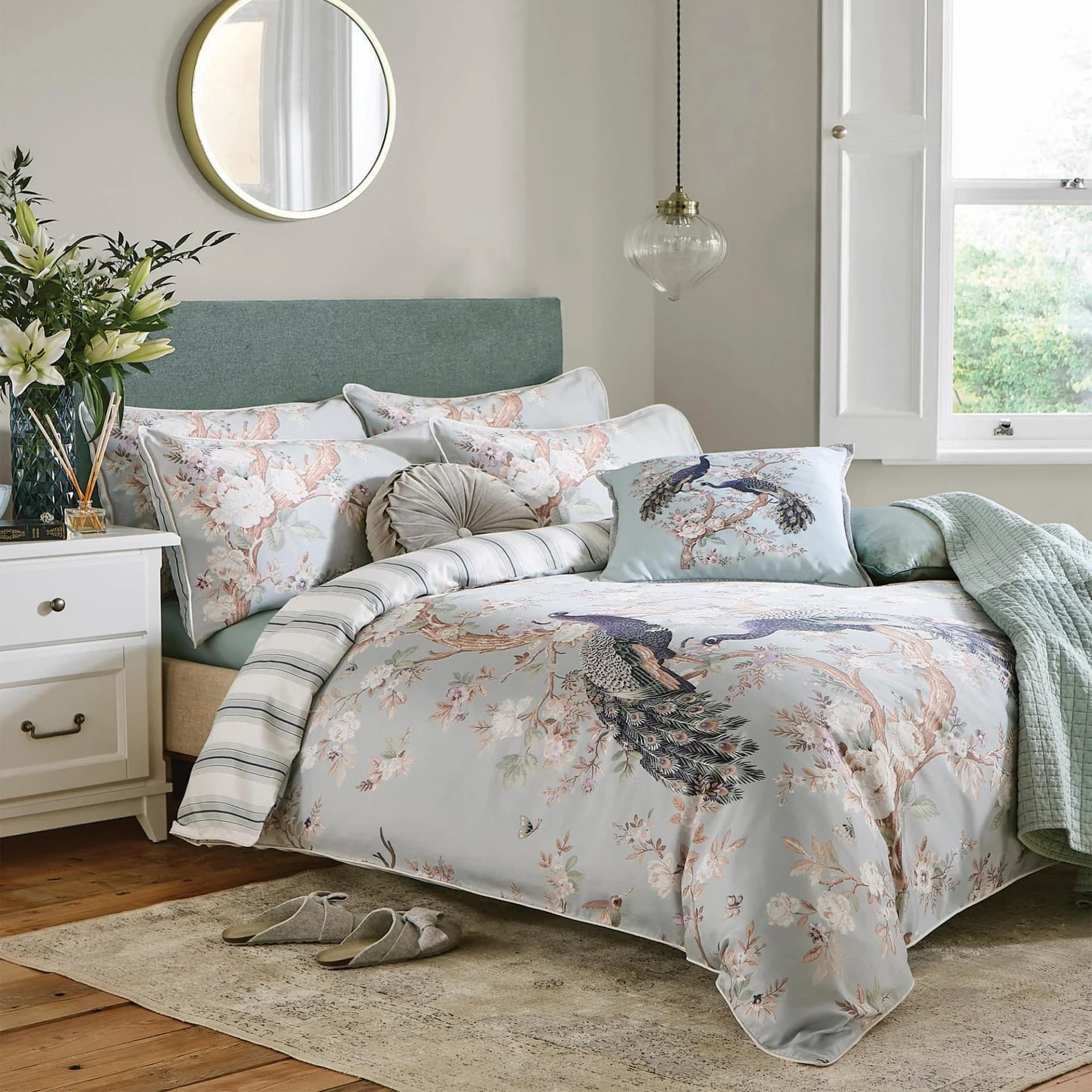 Laura Ashley Wendebettwäsche Belvedere Satin 3-tlg. Floral/Gestreift