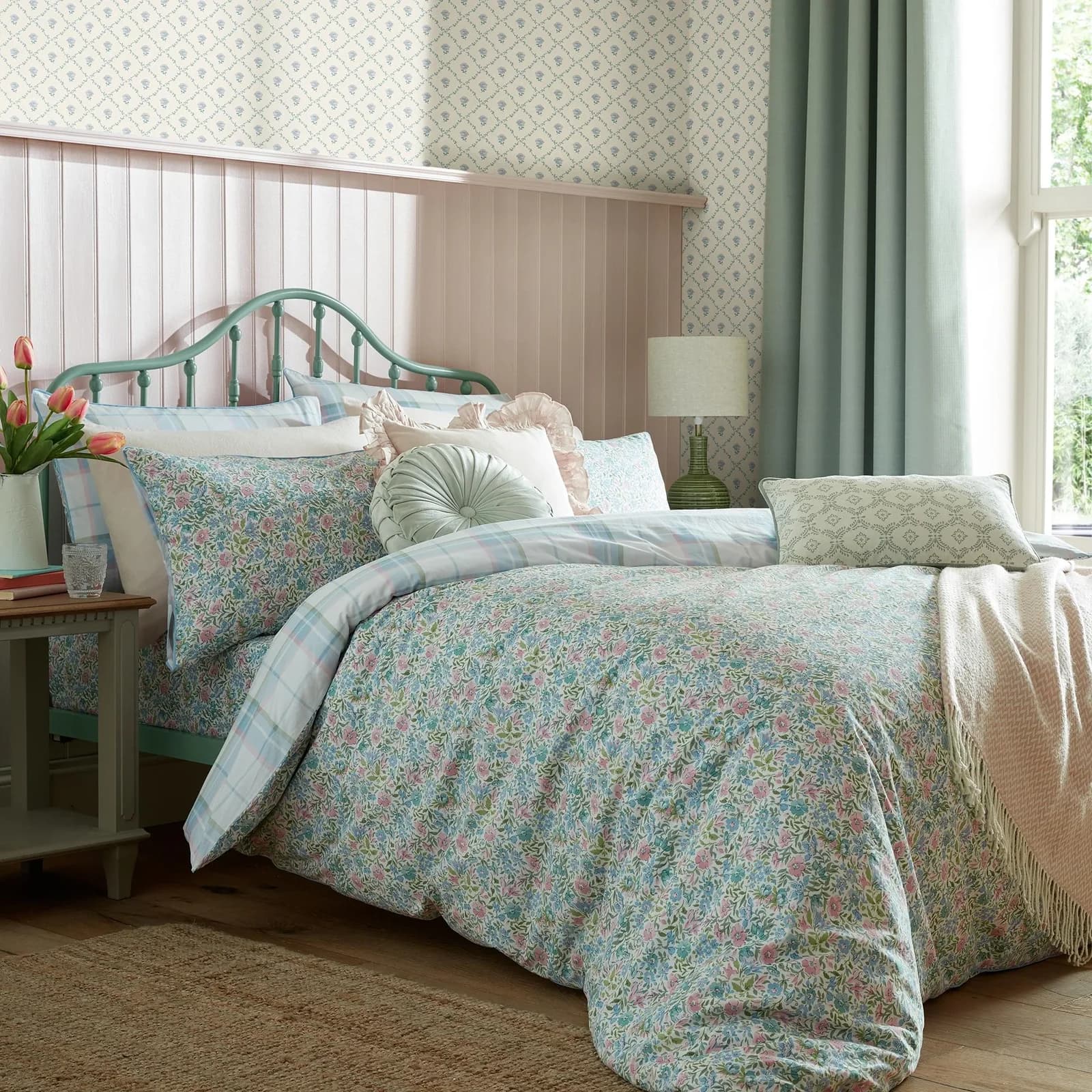 Laura Ashley Wendebettwäsche Sherston 3-tlg. Powder Blau Satin