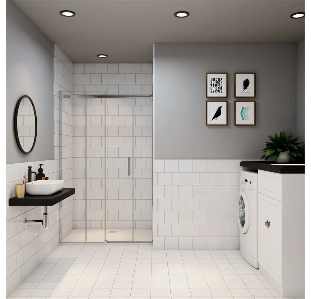 AICA Duschtür 100x195cm 8mm Nano ESG Glas Chrom - Bild 4