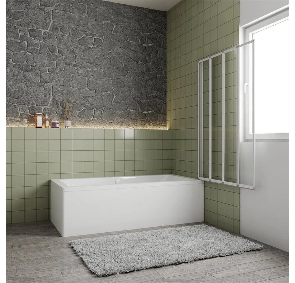 Duschparadies Badewannenfaltwand 4mm ESG Klarglas Weiß
