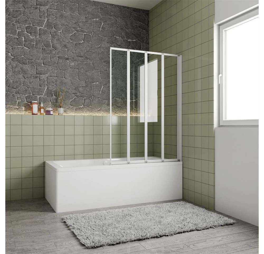 Duschparadies Badewannenfaltwand 4mm ESG Klarglas Weiß - Bild 2