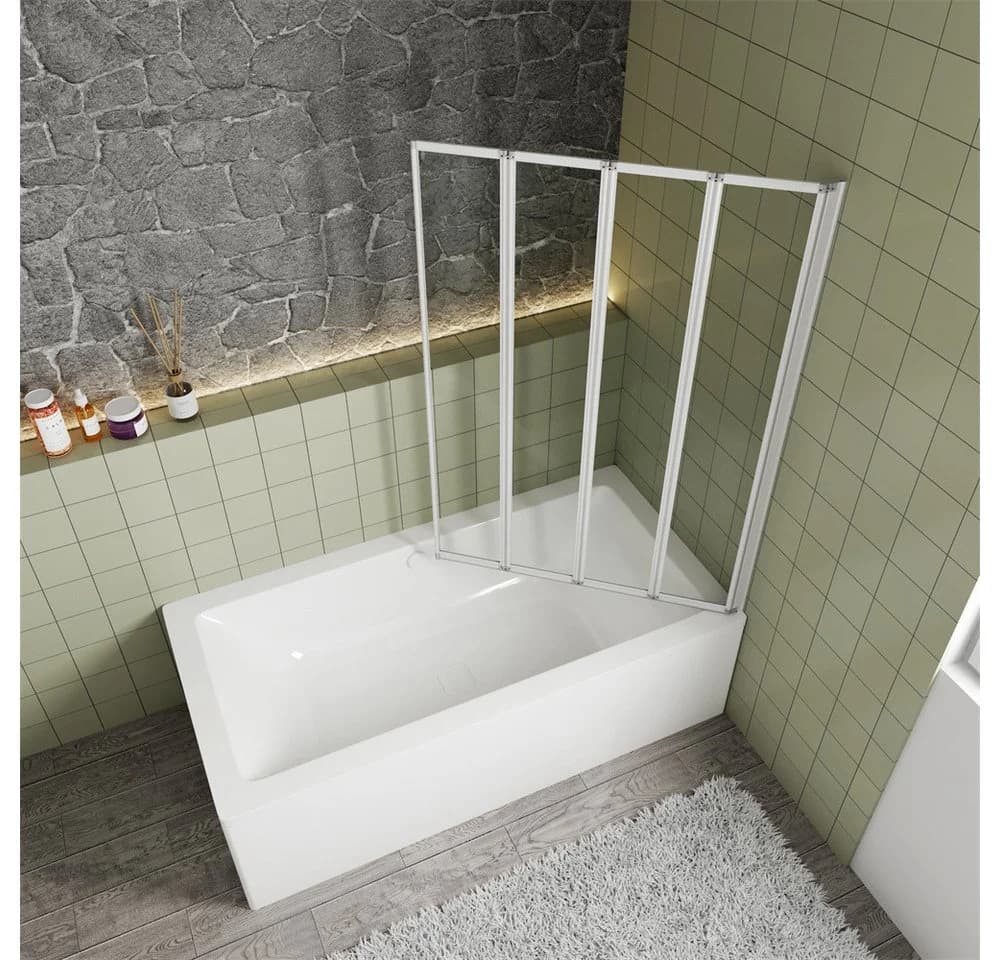 Duschparadies Badewannenfaltwand 4mm ESG Klarglas Weiß - Bild 5
