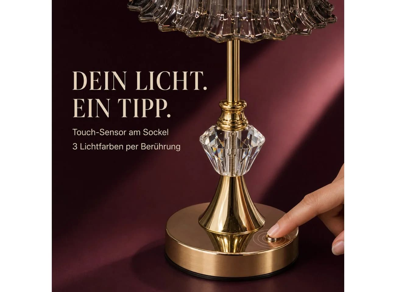 ibettertec LED Nachttischlampe mit Glasschirm & USB-C - Bild 3
